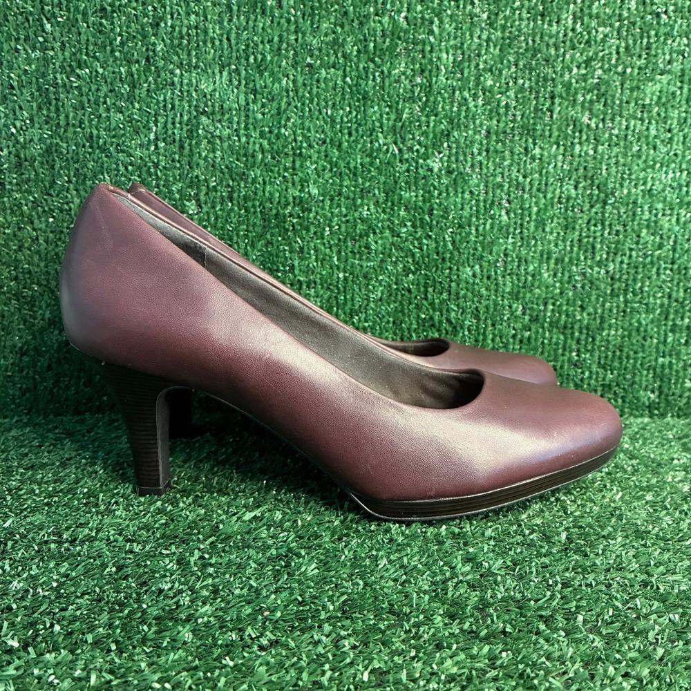 Clarks Artisan Active Air Leather Comfort Office Heels Burgundy Womens Size 9M